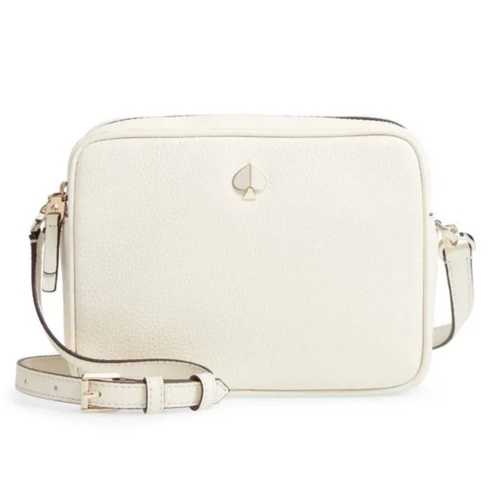 Kate Spade New York Ivory Soft Pebbled Leather Rectangle Medium Crossbody Bag